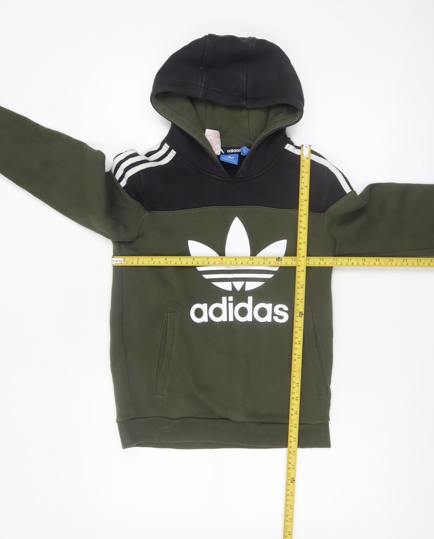 Adidas Boys Green Black Hooded Pullover Sweatshirt Size 11-12 Years