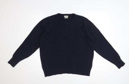 House of Bruar Women's Navy Blue Wool Crew Neck Jumper Size M
