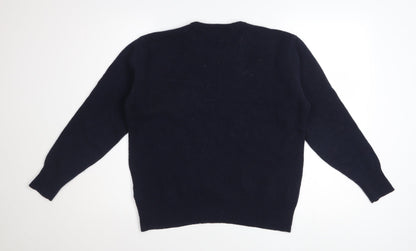 House of Bruar Women's Navy Blue Wool Crew Neck Jumper Size M