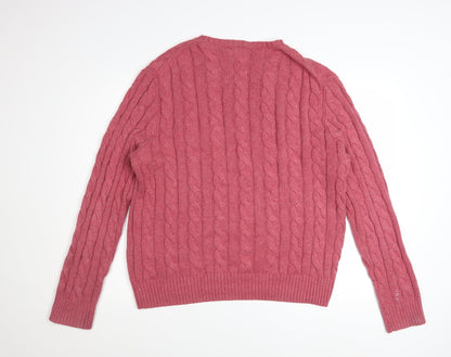 Polo Ralph Lauren Men's Pink Cable-Knit Cotton Jumper Size M