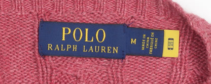 Polo Ralph Lauren Men's Pink Cable-Knit Cotton Jumper Size M