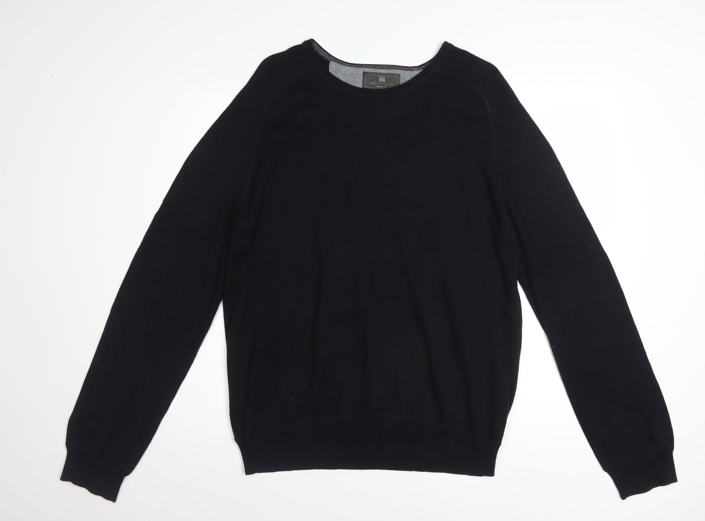 Marks and Spencer Men’s Black Cotton Cashmere Pullover Jumper L