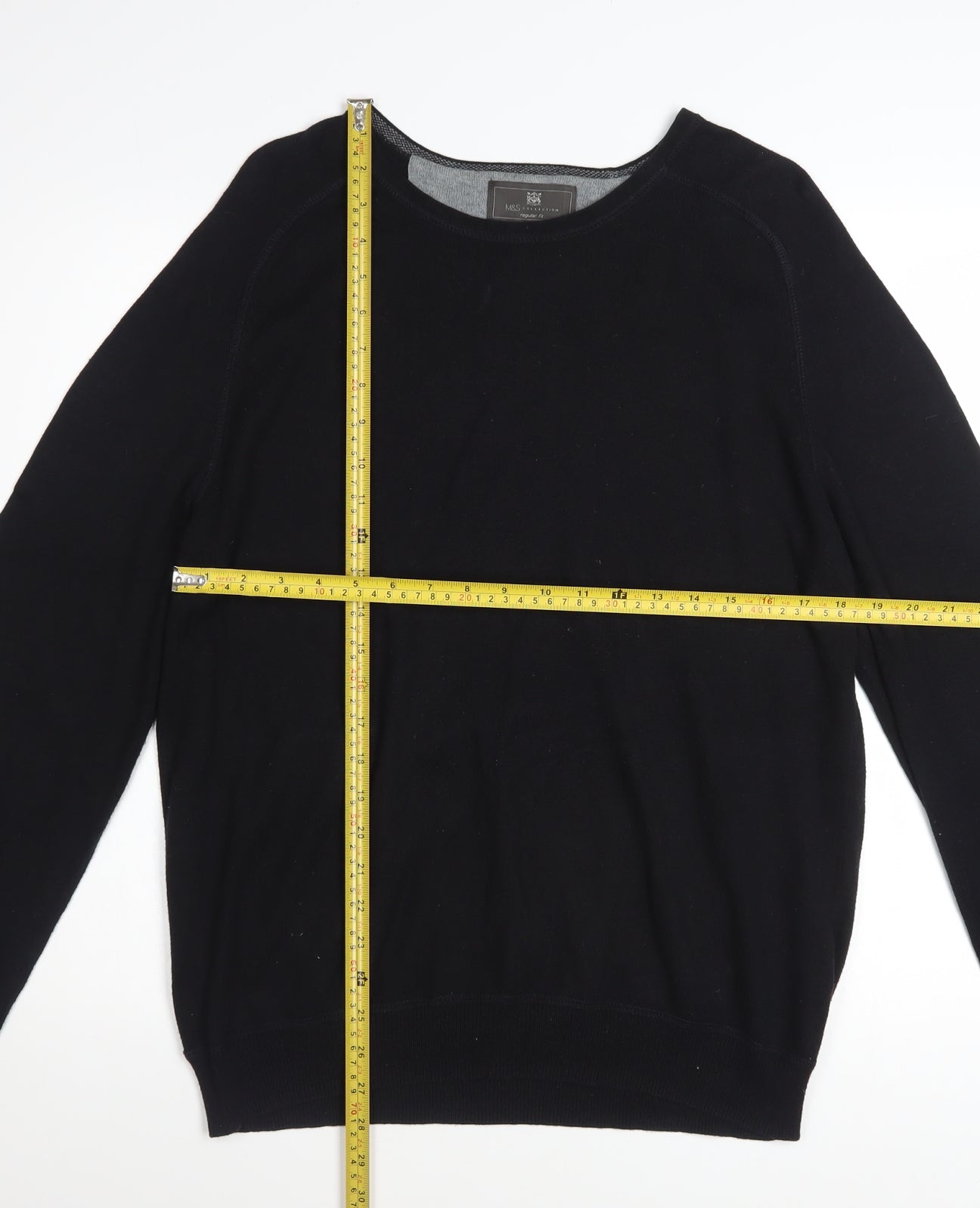 Marks and Spencer Men’s Black Cotton Cashmere Pullover Jumper L