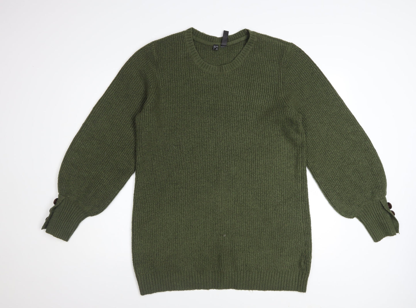 RAINBOW Women’s Green Knit Crew Neck Pullover Jumper Size S