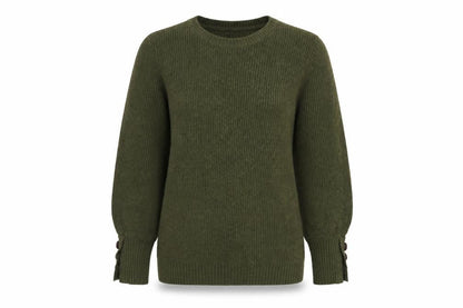 RAINBOW Women’s Green Knit Crew Neck Pullover Jumper Size S