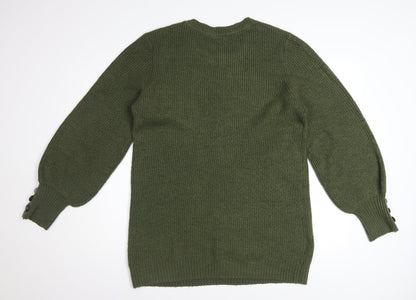 RAINBOW Women’s Green Knit Crew Neck Pullover Jumper Size S