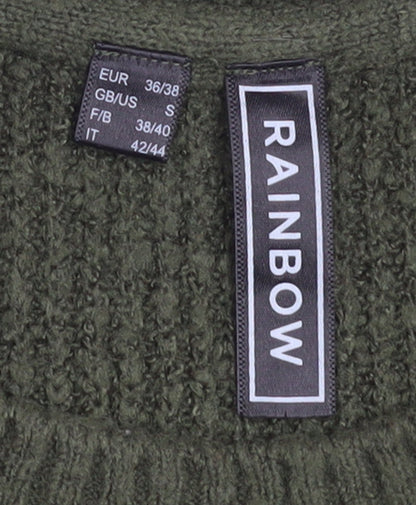 RAINBOW Women’s Green Knit Crew Neck Pullover Jumper Size S