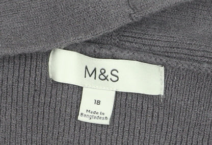 Marks and Spencer Women’s Grey Knit Cardigan Size 18 Long Sleeve Open Front