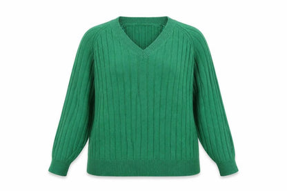 Next Women's Green V-Neck Ribbed Knit Jumper Size 16