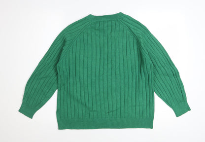 Next Women's Green V-Neck Ribbed Knit Jumper Size 16