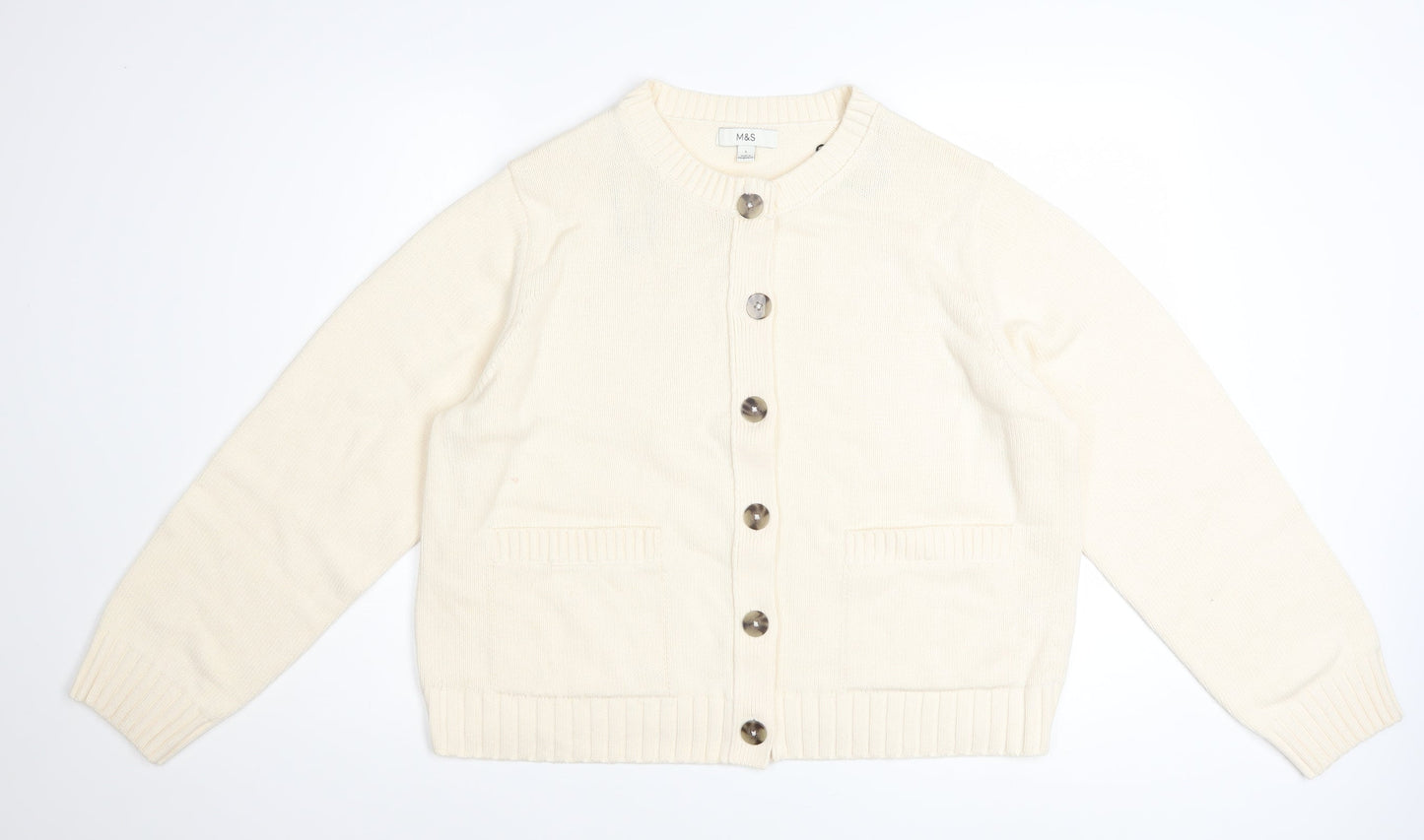 Marks and Spencer Women’s Ivory L Cardigan Knit Cotton Blend