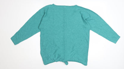 White Stuff Women Green Size 12 Tie Front Scoop Neck Jumper