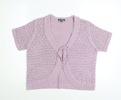 Sarah Hamilton Womens Purple Short Sleeve Knit Cardigan M