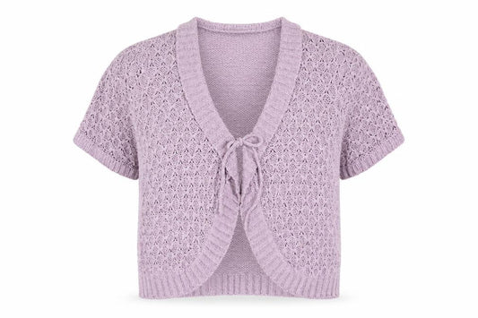 Sarah Hamilton Womens Purple Short Sleeve Knit Cardigan M