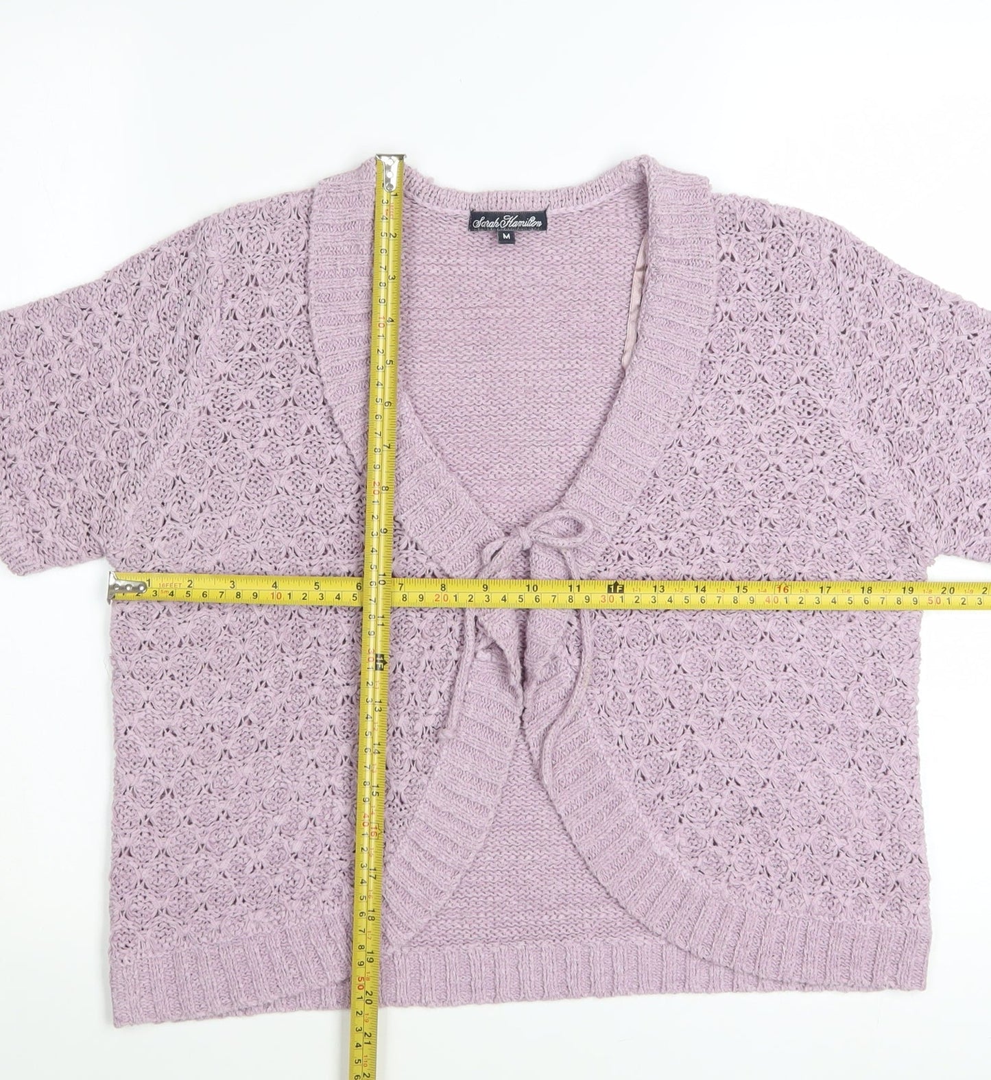 Sarah Hamilton Womens Purple Short Sleeve Knit Cardigan M