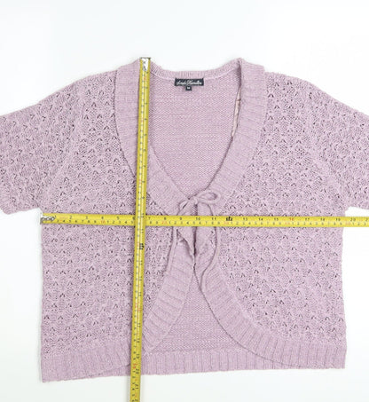 Sarah Hamilton Womens Purple Short Sleeve Knit Cardigan M