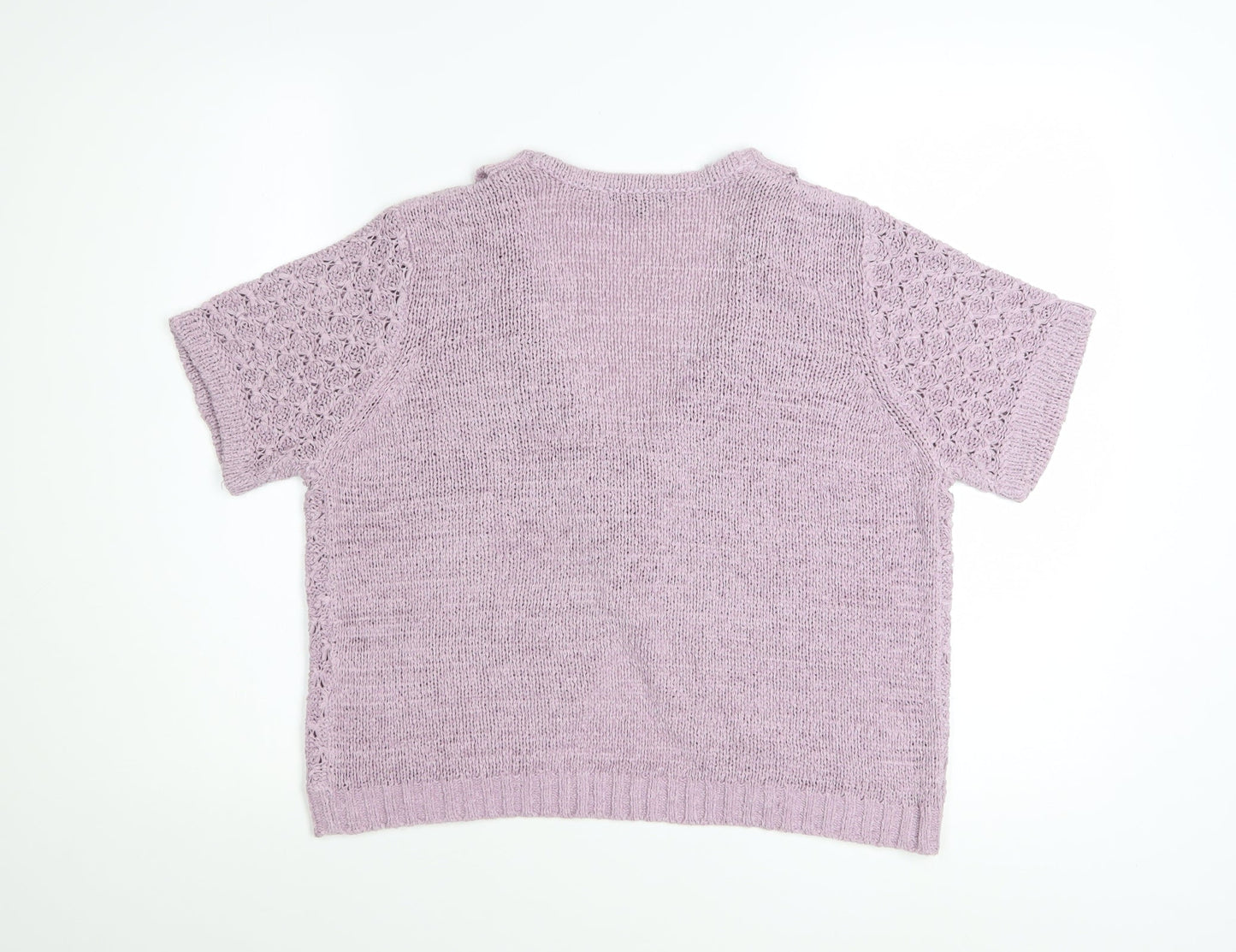 Sarah Hamilton Womens Purple Short Sleeve Knit Cardigan M