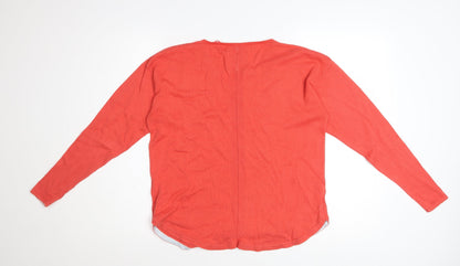 Mantaray Women's Red Cotton V-Neck Long Sleeve Jumper Size 10