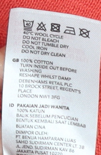 Mantaray Women's Red Cotton V-Neck Long Sleeve Jumper Size 10