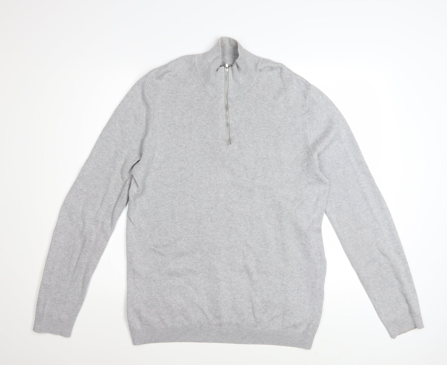 ASOS Men’s Grey High Neck 1/2 Zip Knit Jumper Size M