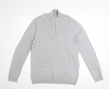 ASOS Men’s Grey High Neck 1/2 Zip Knit Jumper Size M