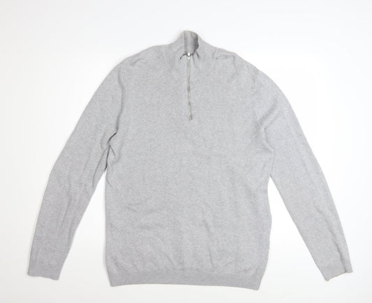ASOS Men’s Grey High Neck 1/2 Zip Knit Jumper Size M