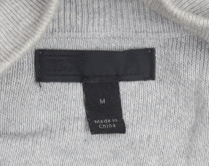 ASOS Men’s Grey High Neck 1/2 Zip Knit Jumper Size M