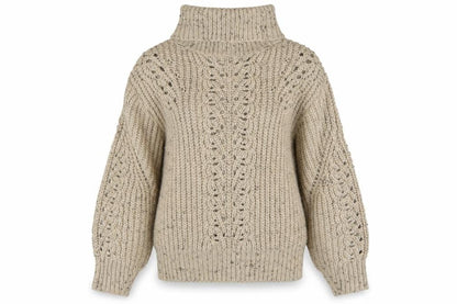 Marks and Spencer Women Beige Roll Neck Chunky Knit Pullover Jumper S
