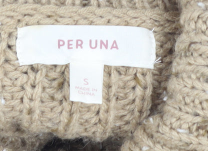 Marks and Spencer Women Beige Roll Neck Chunky Knit Pullover Jumper S