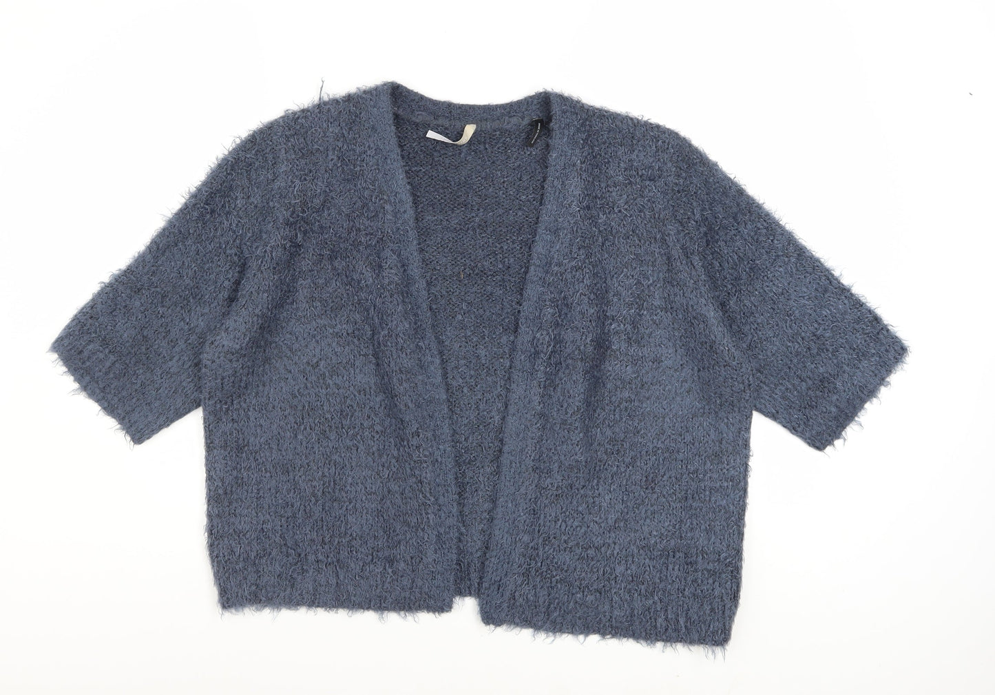 Anthology Women Blue Size 20 Plus Open Knit Short Sleeve Cardigan