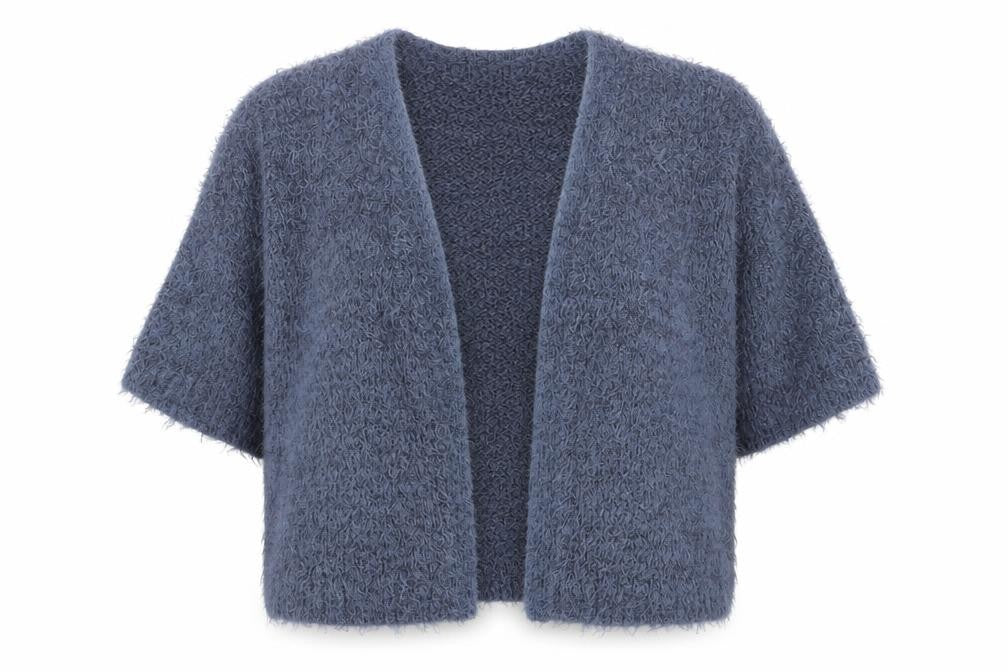 Anthology Women Blue Size 20 Plus Open Knit Short Sleeve Cardigan