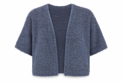 Anthology Women Blue Size 20 Plus Open Knit Short Sleeve Cardigan