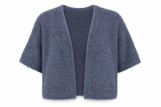 Anthology Women Blue Size 20 Plus Open Knit Short Sleeve Cardigan