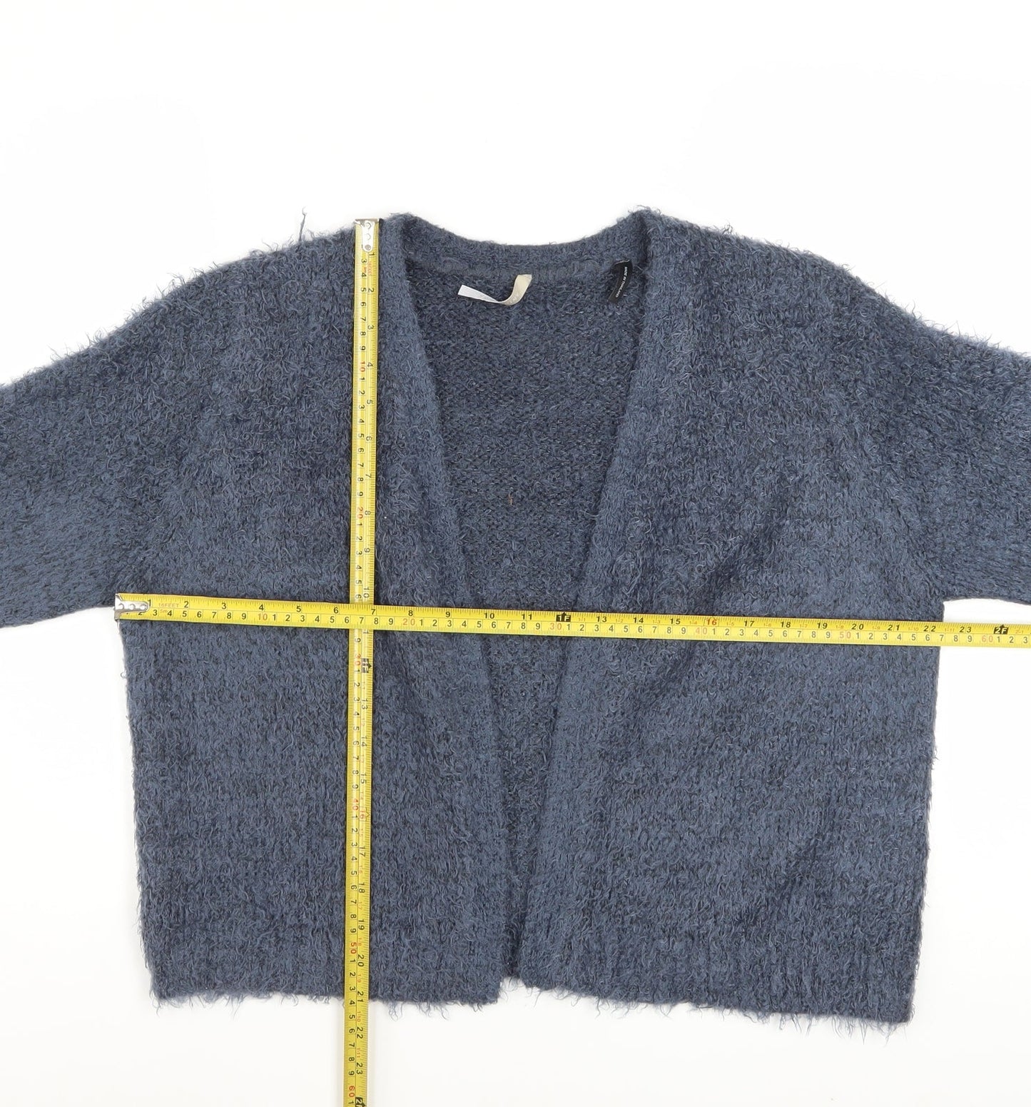 Anthology Women Blue Size 20 Plus Open Knit Short Sleeve Cardigan