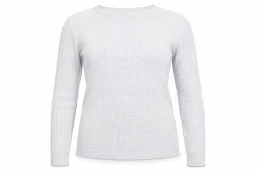 Maine New England Women’s Grey Cable-Knit Acrylic Jumper Size 12