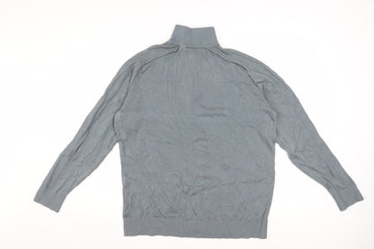 Marks and Spencer Men's Pewter 1/2 Zip High Neck Jumper Size L