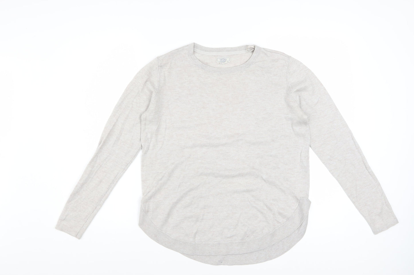 Fat Face Women Beige Wool Blend Jumper UK 10 Long Sleeve Crew Neck