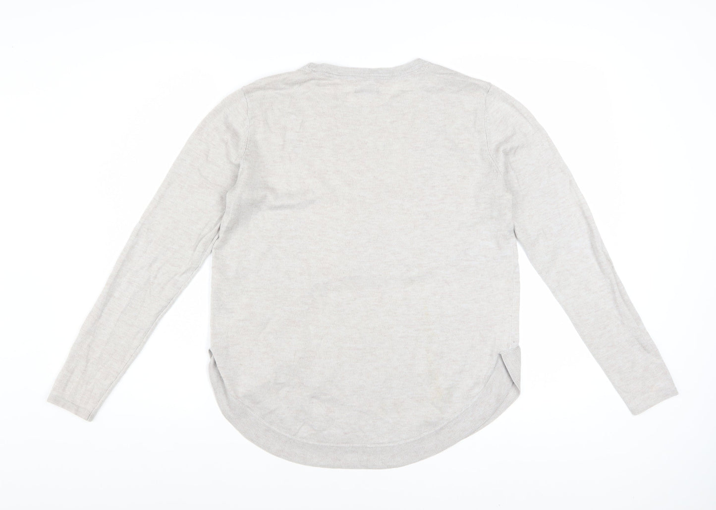 Fat Face Women Beige Wool Blend Jumper UK 10 Long Sleeve Crew Neck