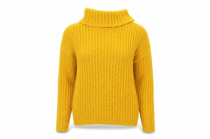 Roman Womens Yellow Roll Neck Chunky Knit Pullover Jumper Size 14