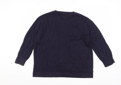 Oasis Women Blue Cotton Blend Heart Pullover Jumper L
