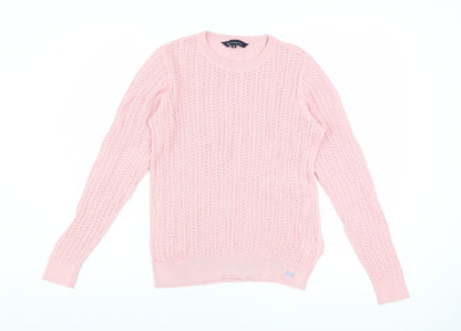 Crew Clothing Women’s Pink Cotton Cable-Knit Jumper Size 10