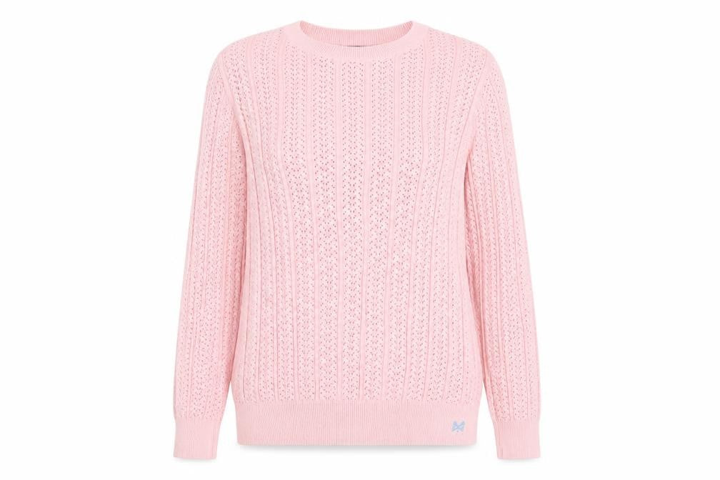 Crew Clothing Women’s Pink Cotton Cable-Knit Jumper Size 10