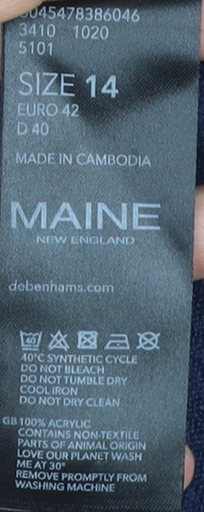 Maine New England Women's Navy Blue Cardigan Size 14 Acrylic Knit