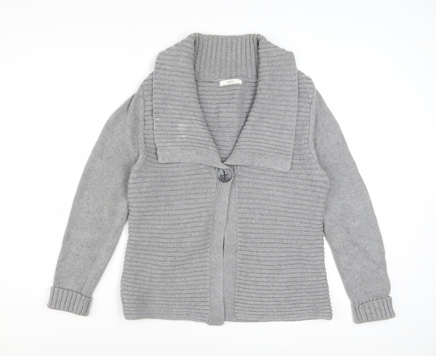 Marks and Spencer Women’s Grey Cotton Blend Button Cardigan Size 16