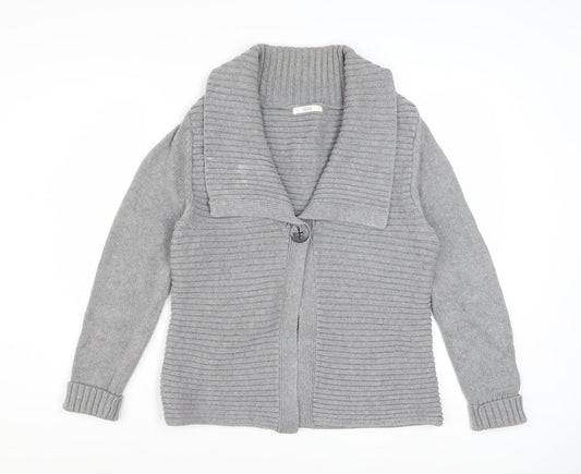 Marks and Spencer Women’s Grey Cotton Blend Button Cardigan Size 16