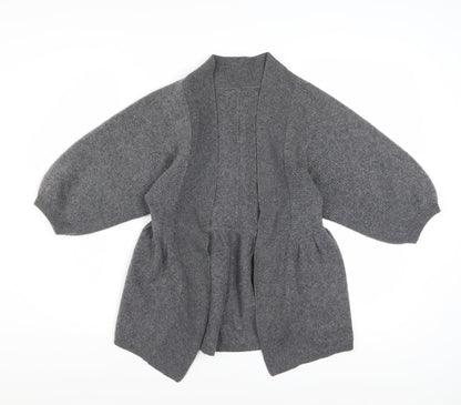 Jaeger Womens Grey 100% Cashmere 3/4 Sleeve Open Cardigan M