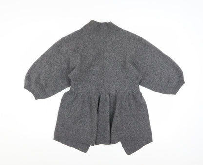 Jaeger Womens Grey 100% Cashmere 3/4 Sleeve Open Cardigan M