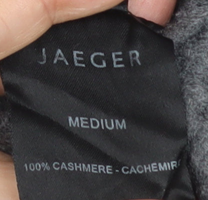 Jaeger Womens Grey 100% Cashmere 3/4 Sleeve Open Cardigan M