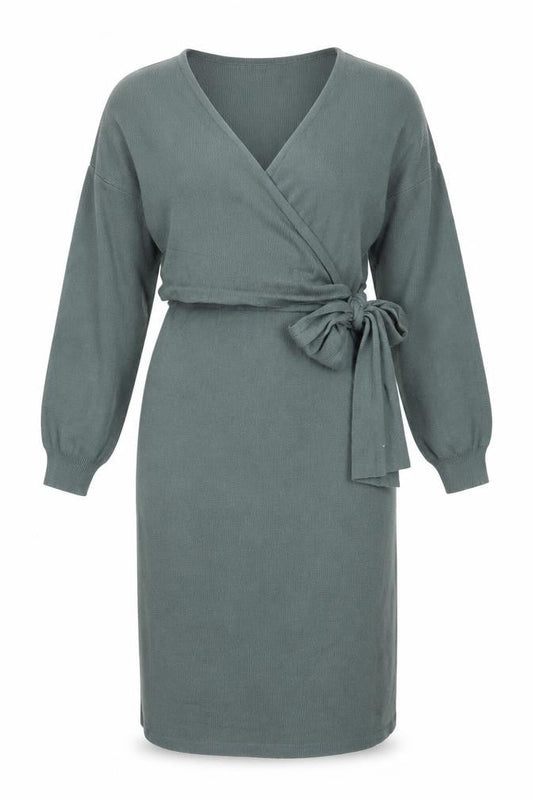 Rainbow Women’s Green Knit Wrap Dress Size 10-12 Long Sleeve