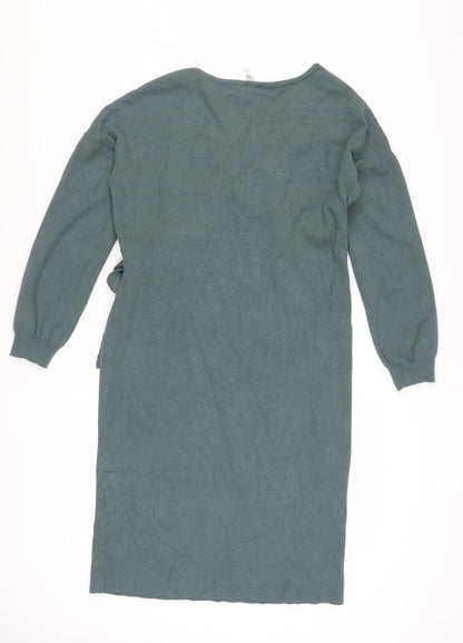 Rainbow Women’s Green Knit Wrap Dress Size 10-12 Long Sleeve